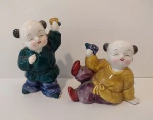 Vintage Takahashi Asian Children Salt & Pepper Shakers, Porcelain - Picture 1 of 9