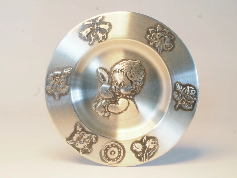 MADE IN NORWAY Christening Pewter Plate Baby Name Weight Date Time Engravable - Image 1 of 2