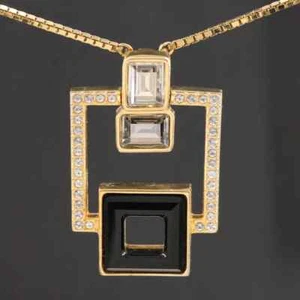 SWAROWSKI PENDANT WITH EMERALD CUT CRYSTALS - Picture 1 of 2