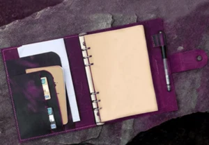 A5 loose leaf Writing note Notebook Retro Diary Notepad cow leather purple Q394 - Picture 1 of 2