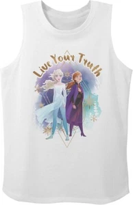 New Girl's Disney Frozen Elsa Anna Live Your Truth Tank Top T Shirt White Large - Picture 1 of 1