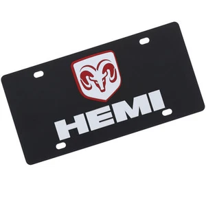 Dodge Hemi Dual Logo License Plate (Black) - Picture 1 of 4