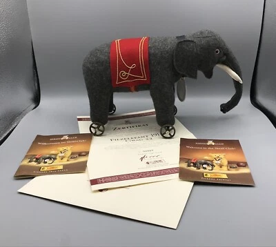 Großer Steiff Elefant auf Rädern 1914 Replik Spielzeug 22 cm OVP Zertifikat - Bild 1 von 4