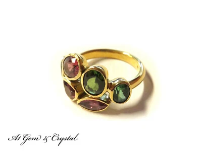 Genuine 18K Gold Multi-Color Tourmaline Gemstone Ring - 47.8ct - Image 1 of 4