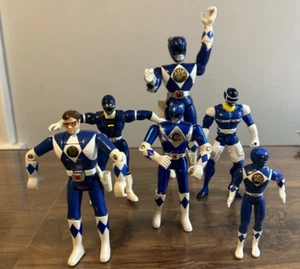 Bandai Blue Power Ranger six Figure Lot - Blue Power Rangers All sizes used - Picture 1 of 18