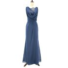 Vintage Jim Hjelm Occasions Blue Draped Neckline Long Maxi Dress Womens 6