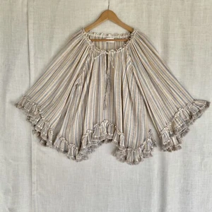 Zimmermann Meridian Flared Frill Neutral Stripe Linen Blend Loose Peasant Blouse - Picture 1 of 12