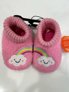 NWT Wonder Nation Infant Girls Pink Rainbow Slip On Bootie Slippers Size 4 - Picture 1 of 5
