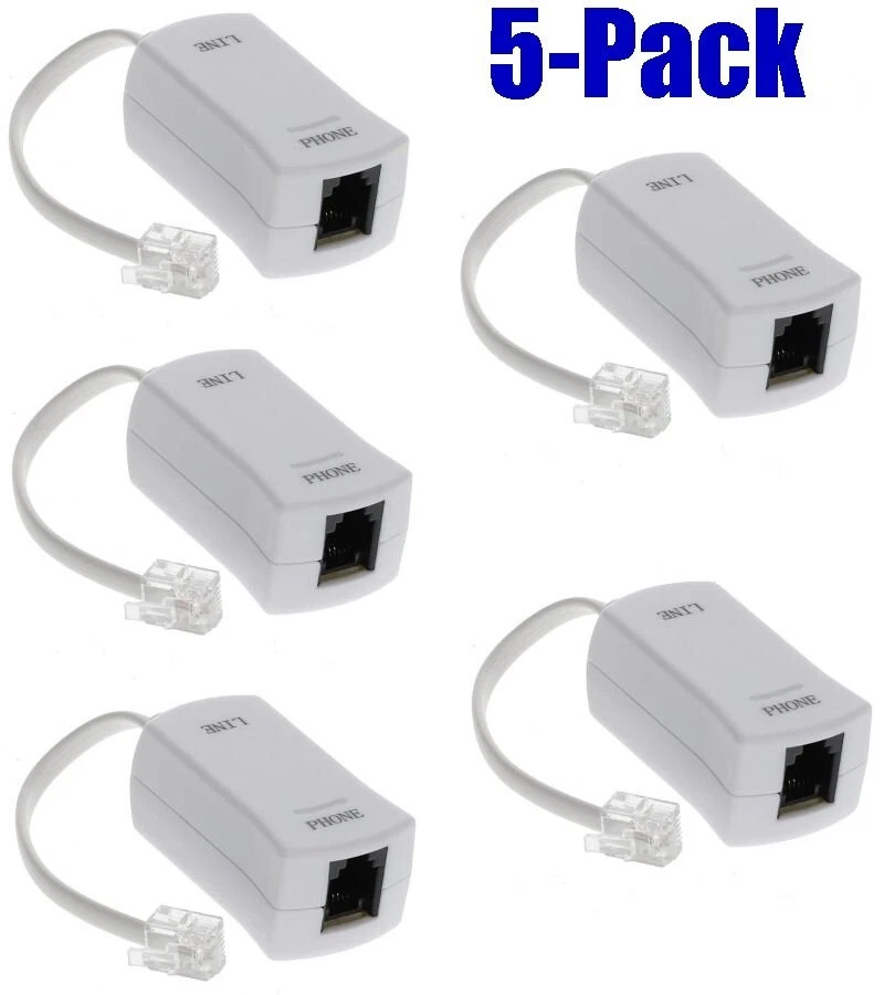 5 Pack DSL Modem Phone In Line Filter Eliminate Interference Static Noise Block - Image 1 of 1