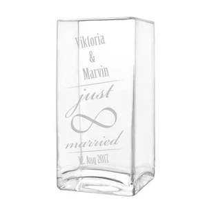 große Blumenvase Vase inkl. Gravur Motiv  just married mit Unendlichkeitszeichen - Bild 1 von 3
