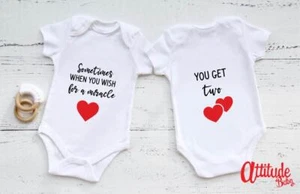 Twins Baby Grows-Printed-Sometimes When You Wish-Twins Baby Clothes Printed - Picture 1 of 2