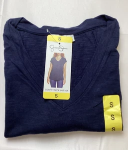 Jessica Simpson Ladies' Comfy V-Neck Knit Top, Mood Indigo Blue, Size: Small - Picture 1 of 7
