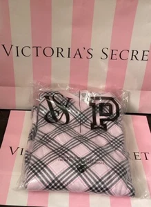 NEW Victoria's Secret Thermal Long Jane John Pajama Set Pink Plaid M NWT - Picture 1 of 6
