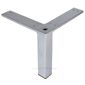 5” Sofa Couch Foot, Modern Square Corner Furniture Leg, Heavy Duty Brushed Steel - Picture 1 of 6