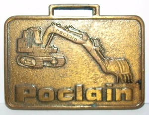 Poclain Bagger Raupe Messing Taschenuhr Anhänger Bau Piscataway NJ - Bild 1 von 2