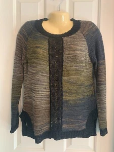 Curio New York Womens S Linen Blend Long Sleeve Lightweight Top Blue Brown Beige - Picture 1 of 6