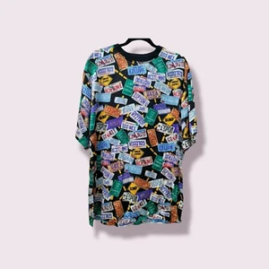 Vintage Nicole Miller 100% Silk Blouse License Plate Print Small Medium 1990 WOW - Picture 1 of 9