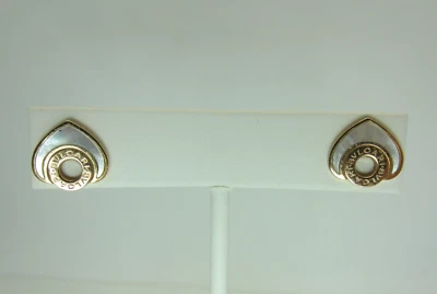 BULGARI BVLGARI Cuore 18k Rose Gold White Mother of Pearl Earrings Authentic - Image 1 of 4