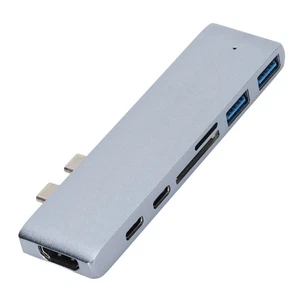 Docking Station 7 In 2 Silver Mini USB 3.1 Multiport Docking Station Hub For NEW - Afbeelding 1 van 12