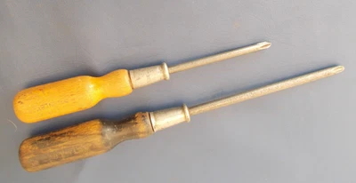 Pair Stanley Phillips Wooden Handle Screwdrivers.  11 1/2" & 8 1/2" - Image 1 of 4