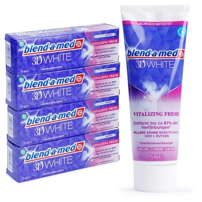 Blend-a-med 3D White Vitalizing Fresh Zahnpasta 4x 75 ml – hellere Zähne