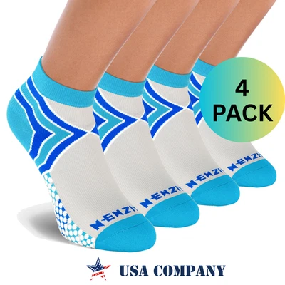 Paquete de 4 | Calcetines de compresión de corte bajo NEWZILL para mujer y hombre, los mejores calcetines para correr Foto 1 de 4