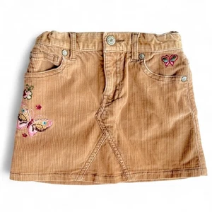 Baby Gap Y2K Mini Skirt Girls 2T Embroidered Butterfly Corduroy Khaki Boho 2007 - Picture 1 of 9