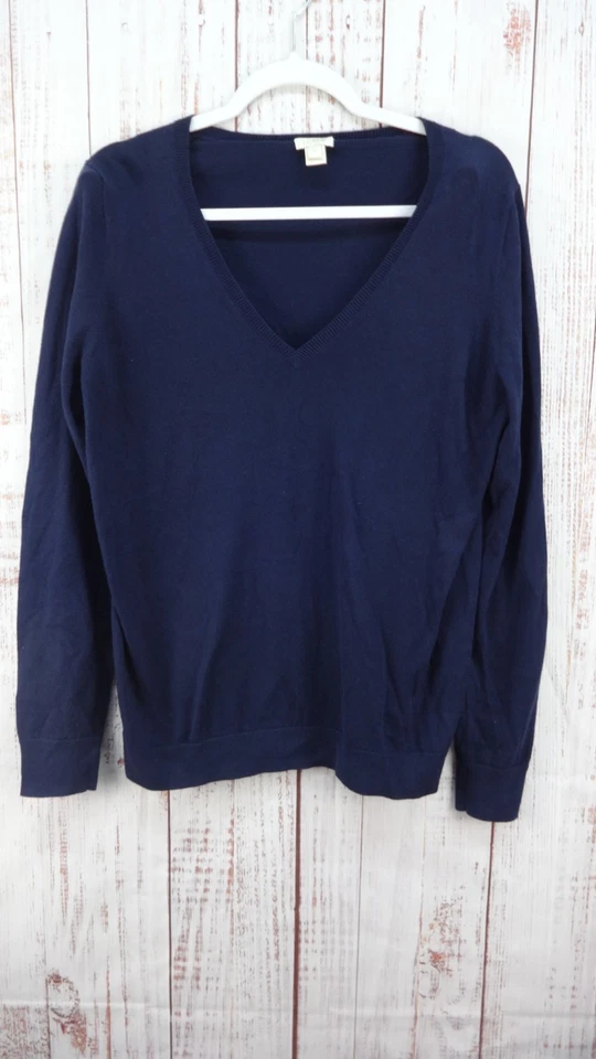 Suéter tejido J.Crew para mujer grande azul manga larga suave Academia cuello en V preppy Foto 1 de 4