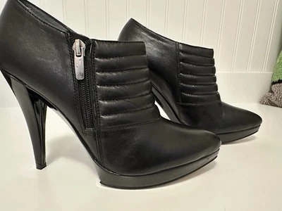Botines de aguja Enzo Angiolini de cuero negro con cremallera para mujer talla 7 M Foto 1 de 4