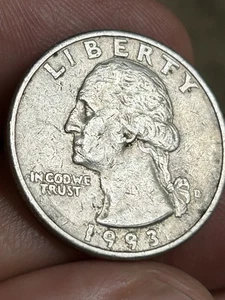 1993 D Washington Quarter Struck Through Grease Very Boldly Letters Numbers | - Picture 1 of 3