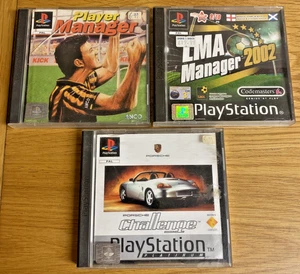 3 x Sony PS1 PlaystatIon One Games Bundle - Porsche Challenge , Football Manager - Picture 1 of 10