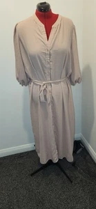Blush Pink/Beige, Lightweight, Ankle Length, Summer, Shirt Dress 20 - Picture 1 of 6