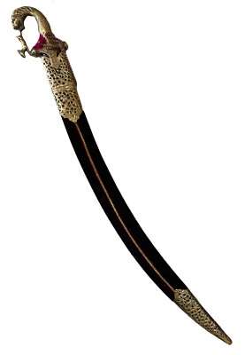 Handcrafted Indian Talwar/ Sword lion style brass hilt Mahroon sheath 35 inches - Image 1 of 4
