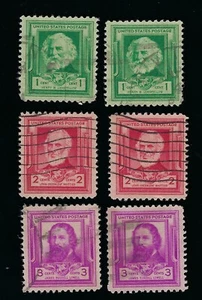 1940 COMMEMORATIVE AMERICAN POETS 1c, 2c & 3c USED STAMPS SCOTT 864, 865 & 866 - Picture 1 of 2