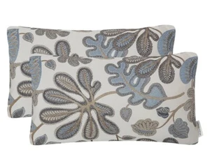 Mika Home Set of 2 Jacquard Tropical Leaf Pattern Throw Pillow Covers 20x12” - Picture 1 of 6