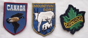 Canada Goose, Mountain Goat, Leaf Lot 3 Patches Iron On Vintage Patch Pin Holes - Picture 1 of 7