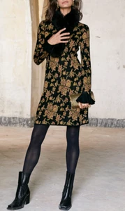 PERUVIAN CONNECTION Santa Lucia Floral Jacquard Knit Mini Dress L $328 - Picture 1 of 9