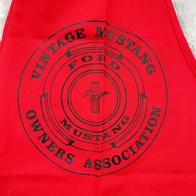 Vintage Ford Mustang Owners Association Apron Red Canvas USA Made Cotton Blend - Image 1 of 4