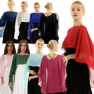 UK Women's Shawl Wedding Bridal Wraps Ladies Chiffon Capes Soft Lightweight Tops - Picture 1 of 123