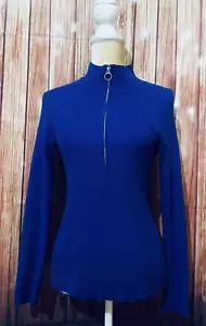 Women’s Large Sweater International Concepts Blue Form Fitting Stretch Mockneck - Picture 1 of 10