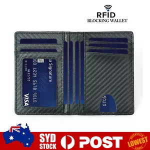 Mens Credit Card Drive Licens Holder Carbon Fiber RFID Blocking Slim Wallet AU O - Picture 1 of 10