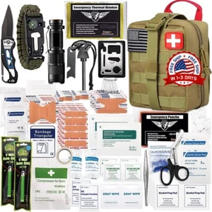 250 piezas Kit de Primeros Auxilios de Supervivencia Emergencia Médica Militar Bolsa de Trauma Táctico Wate - Imagen 1 de 8