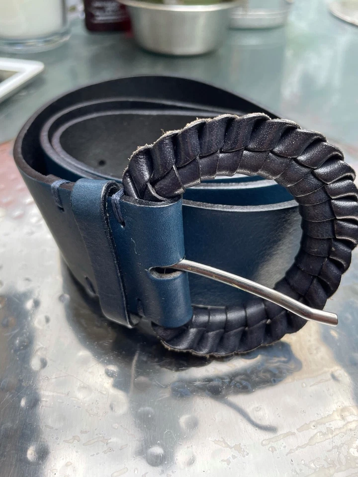 HOBBS TEAL PLAITED BUCKLE LEATHER BELT SIZE S - Image 1 of 1