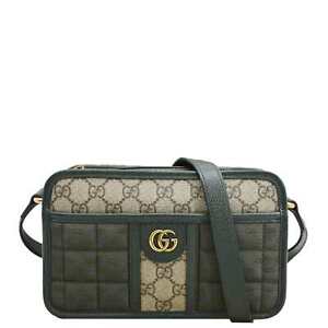 GUCCI Mini Quilted GG Supreme Canvas Crossbody Bag Green 751914