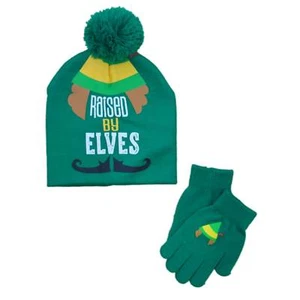 Elf Movie Boys Green Raised By Elves Winter Hat & Gloves Beanie Set - Picture 1 of 1
