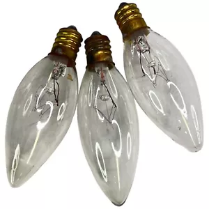 Set of 3 F15 Flame Shape Clear Candelabra Torpedo Light Bulb 20 Volts 7 Watts - Picture 1 of 6