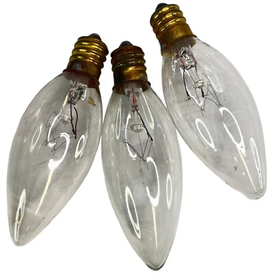 Set of 3 F15 Flame Shape Clear Candelabra Torpedo Light Bulb 20 Volts 7 Watts - Image 1 of 4