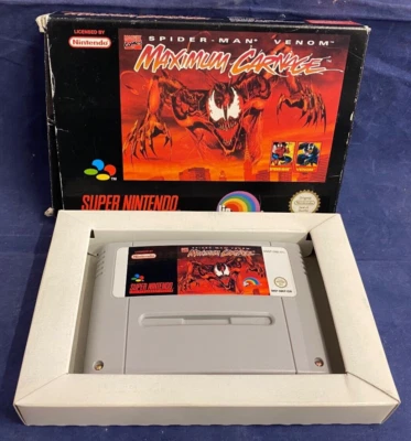 Spider-Man Maximum Carnage SNES Boxed Official RARE (VGC) - Image 1 of 4