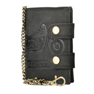 Vintage Geldbörse Geldbeutel Portemonnaie Herren Biker Design RFID Echt Leder - Bild 1 von 15