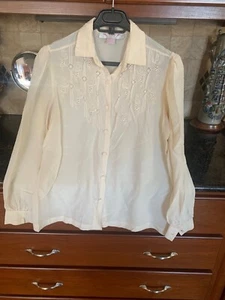 Vintage Damen 100% Seide bestickt Bluse Top - Bild 1 von 9